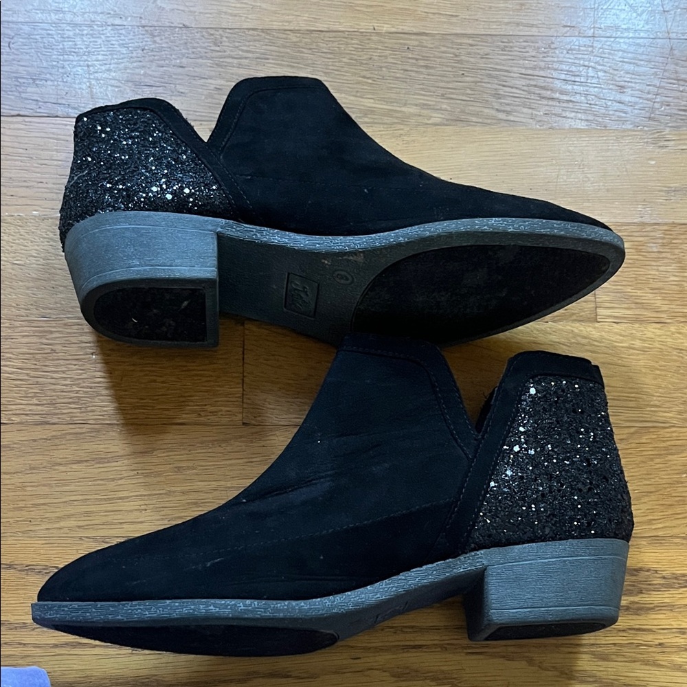 Justice Black Sparkle Ankle Booties